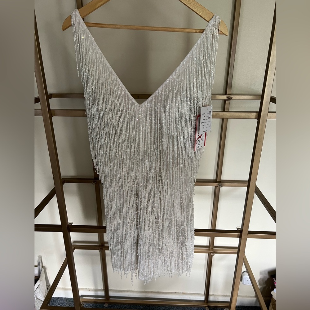 White Beaded Prom Dress